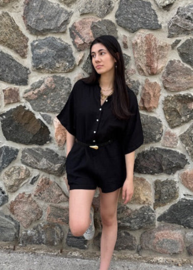 Stark Linen Solid Jumper Black