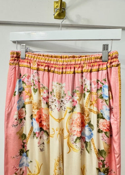 The Pink Door Rosette Print Silky Pants Pink