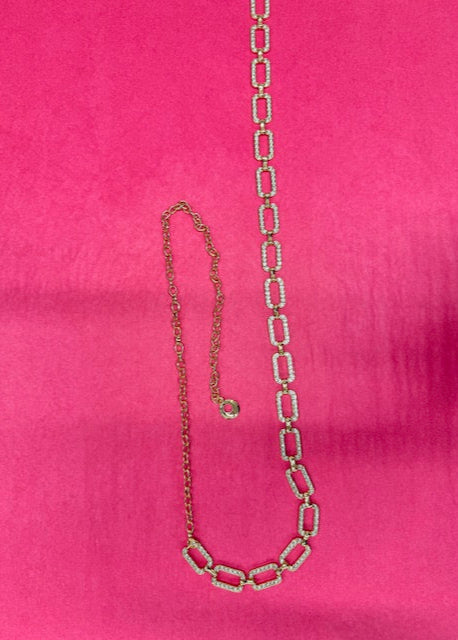 The Pink Door Rhinestone Chain Link Belt Gold