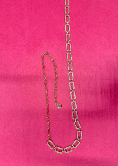The Pink Door Rhinestone Chain Link Belt Gold