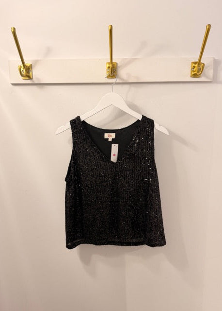 The Pink Door Sleveless V-Neck Black Top