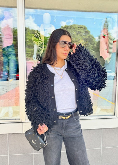 Notshy Shaggy Sweater/Cardi Black
