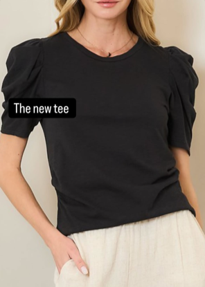 The Pink Door Puff Shoulder Tee Black