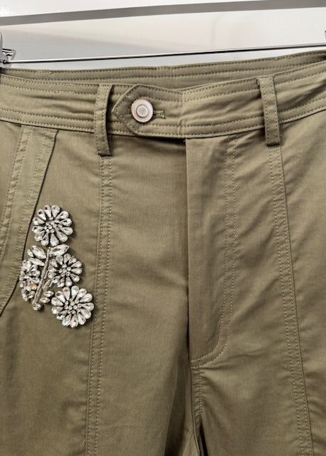 The Pink Door Cargo Pants w/ Silver Detail Olive