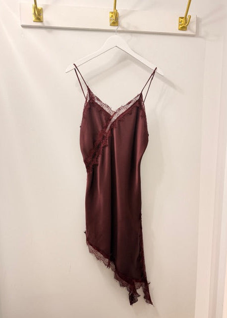 The Pink Door Asymmetrical Cami Dress Wine