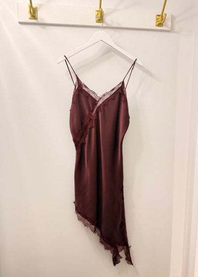 The Pink Door Asymmetrical Cami Dress Wine