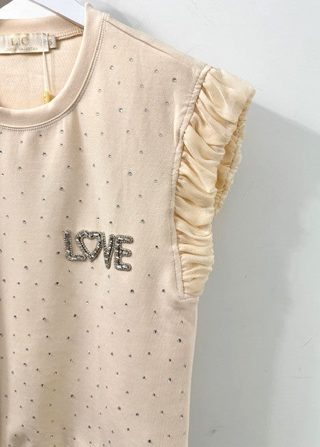 The Pink Door Rhinestone Sparkle Short Set Beige