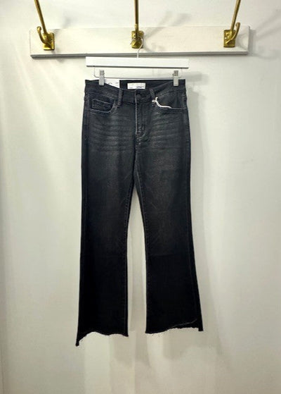 The Pink Door Alison Kick Flare Crop Jean - Black
