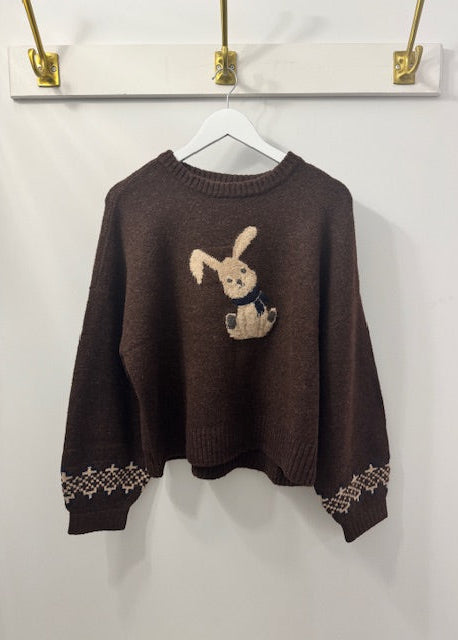The Pink Door Bunny Fair Aisle Sweater Brown