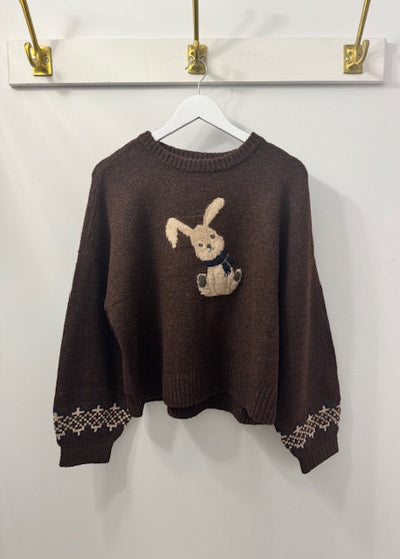 The Pink Door Bunny Fair Aisle Sweater Brown