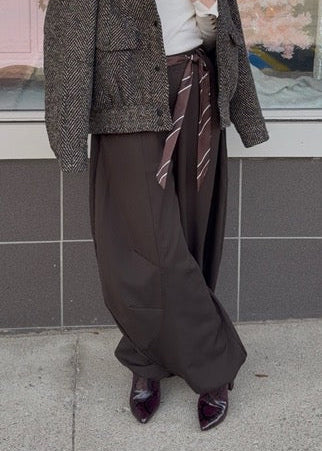 The Pink Door Balloon Pants w/ Scarf Belt Brown