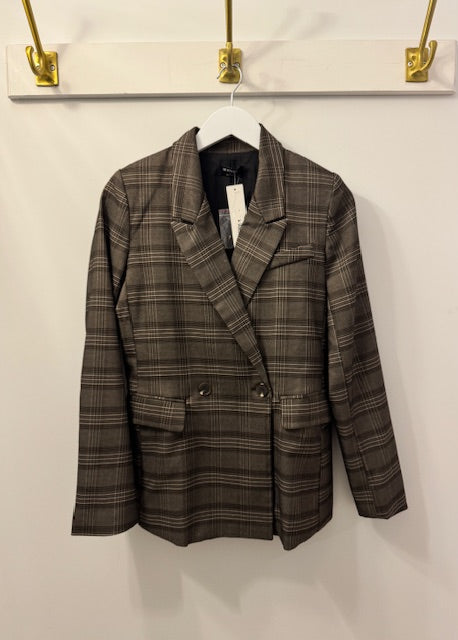 The Pink Door Brown Plaid Blazer