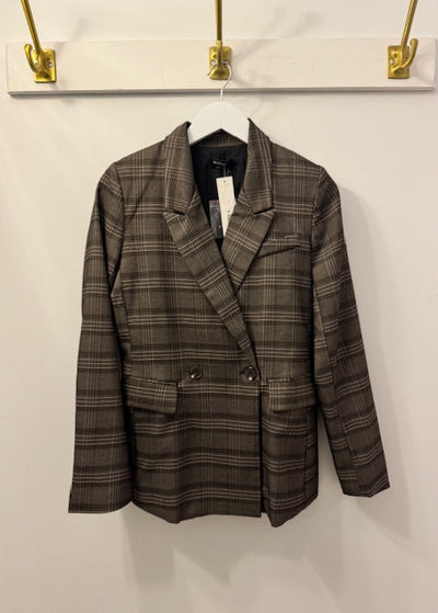 The Pink Door Brown Plaid Blazer