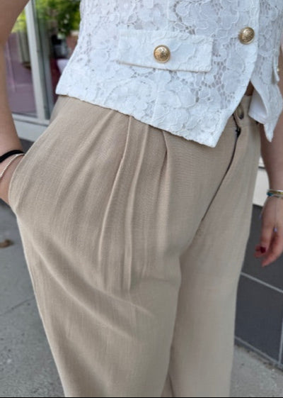 The Pink Door Linen Blend Trouser Khaki