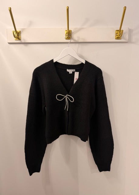 The Pink Door Knit Sweater w/ Bow Detail Black