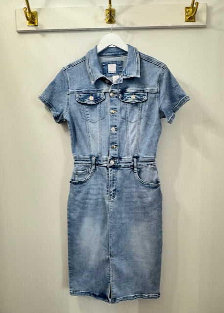 The Pink Door Fitted Denim Shirt Dress