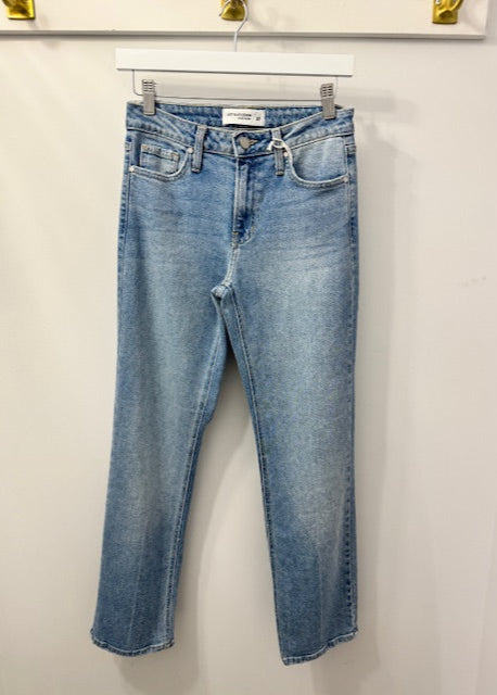 The Pink Door Clean Mid Rise Straight Light Denim