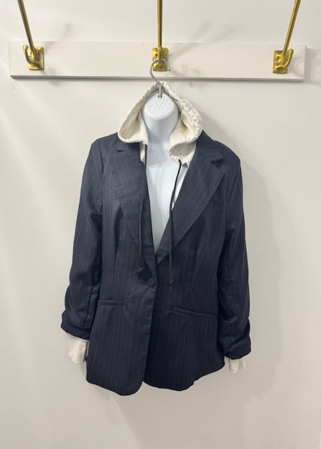 The Pink Door Hoodie Pinstripe Blazer Navy