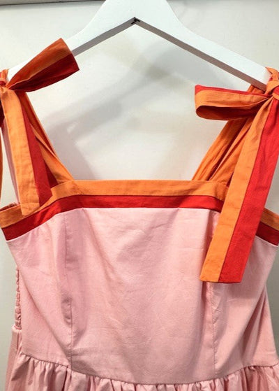 The Pink Door Pink Dress w/ Orange and Red Trim