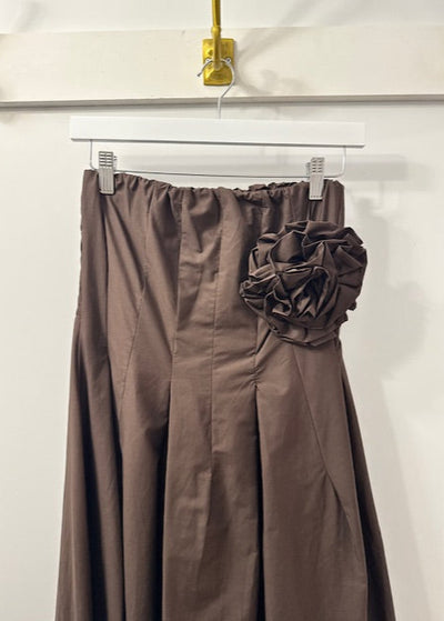 The Pink Door Strapless Rosette Dress Brown