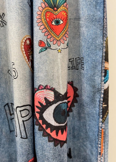 The Pink Door Graffiti Print Denim