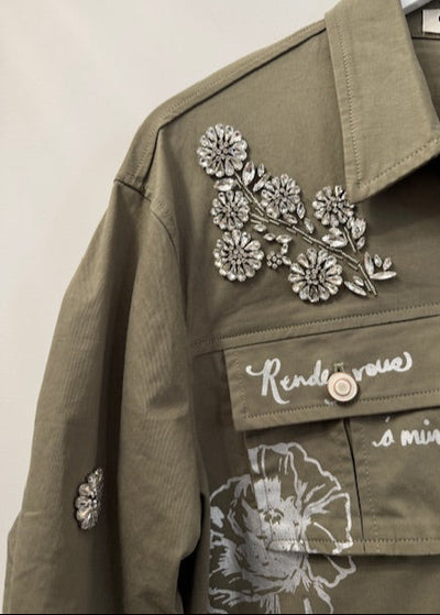 The Pink Door Military Jacket w/ Silver Detail Olive