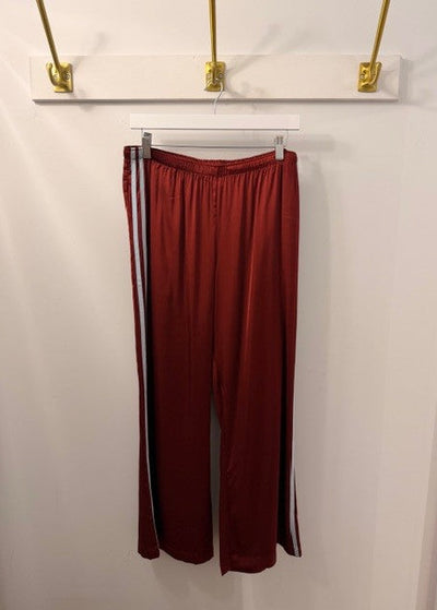 The Pink Door Silky Burgundy Pants With Blue Stripe