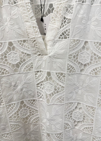 The Pink Door Lace Patchwork Top White