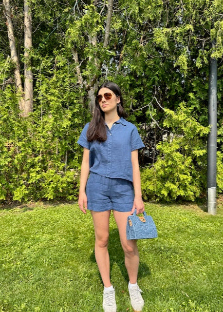 Stark X Linen Saylor Top Dusty Blue