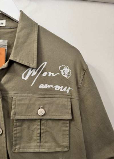The Pink Door Military Jacket w/ Silver Detail Olive