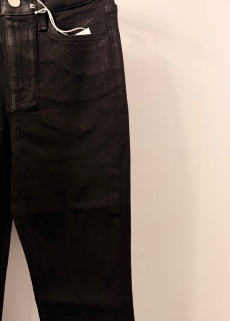 The Pink Door Coated Flared Denim Black