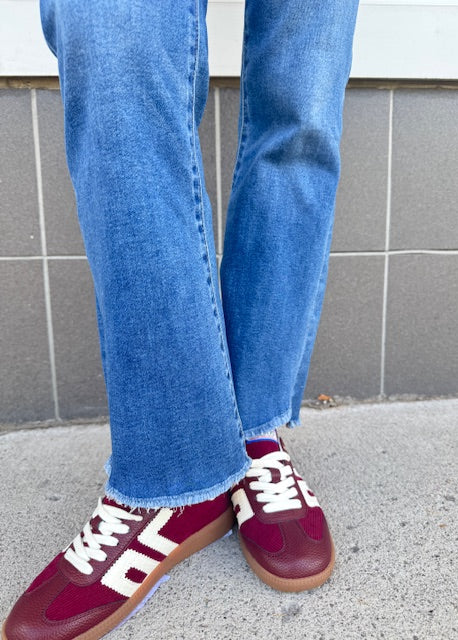 The Pink Door Alison Kick Flare Crop Jeans - Denim