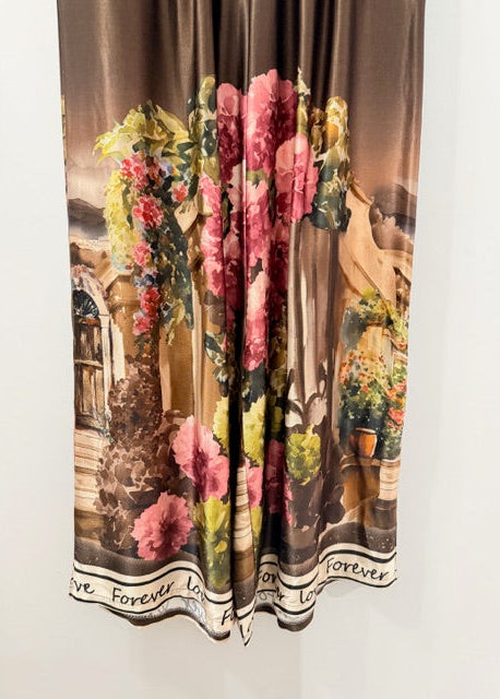 The Pink Door Secret Garden Printed Silky Pant