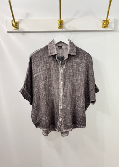 The Pink Door Charcoal Grey Wash Cotton Gauze Shirt