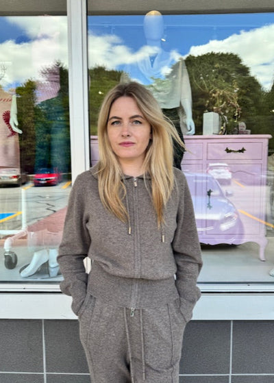 Notshy Zora Cashmere Hoodie Marled Brown