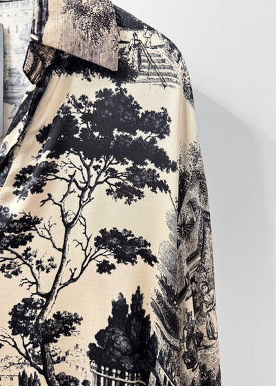 The Pink Door Toile Silky Shirt Dress Black