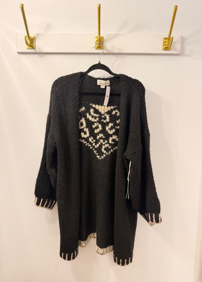 The Pink Door Heart Back Cardigan Black