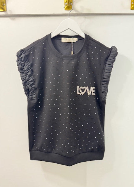 The Pink Door Rhinestone Sparkle Short Set Black