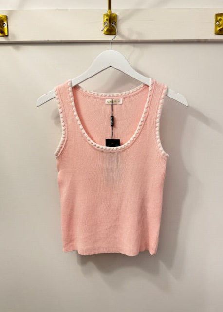 The Pink Door Whipped Stretch Rib Knit Tank Pink