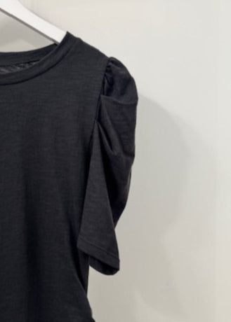 The Pink Door Puff Shoulder Tee Black