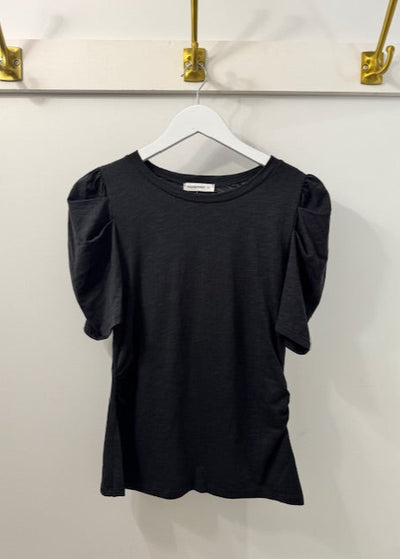 The Pink Door Puff Shoulder Tee Black