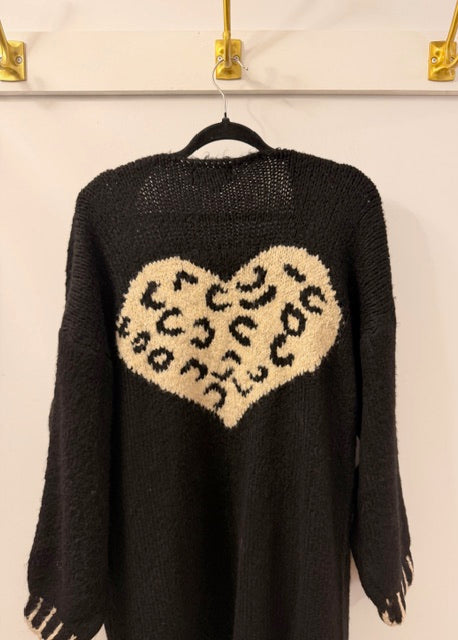 The Pink Door Heart Back Cardigan Black