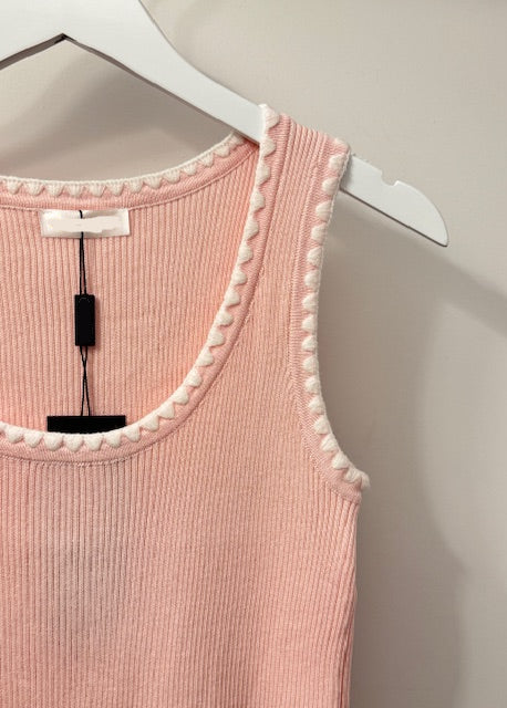 The Pink Door Whipped Stretch Rib Knit Tank Pink