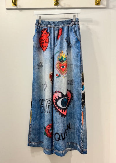 The Pink Door Graffiti Print Denim