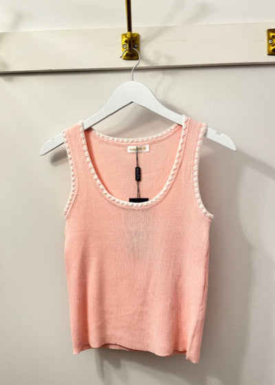 The Pink Door Whipped Stretch Rib Knit Tank Pink