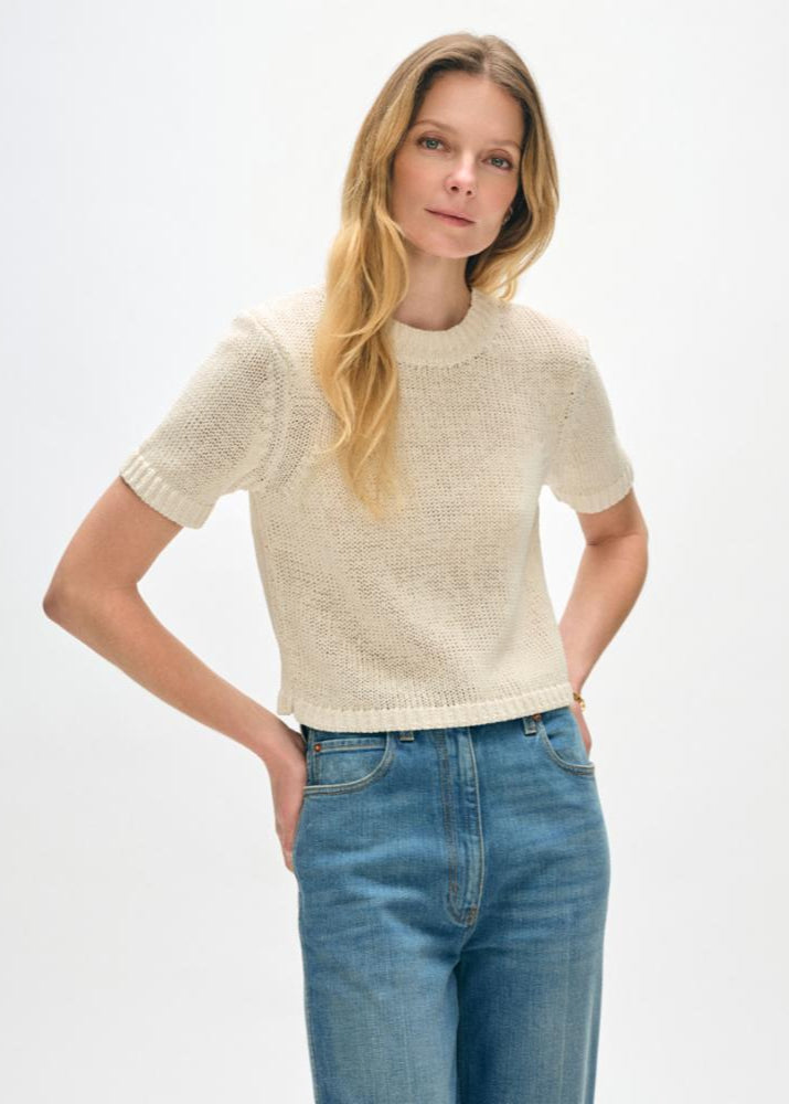 White + Warren Organic Cotton Tape T-Shirt Ecru