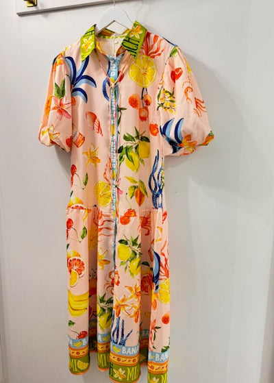 The Pink Door Pink Citrus Print Dress