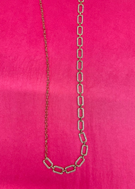 The Pink Door Rhinestone Chain Link Belt Gold