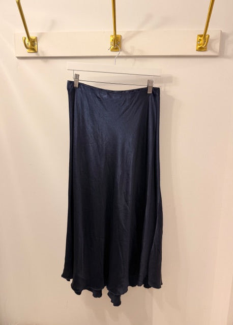 The Pink Door Pull on Satin Skirt Navy