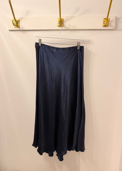 The Pink Door Pull on Satin Skirt Navy